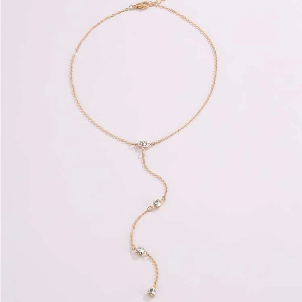 🎉 New Gold Chain Rhinestone Drop Adjustable Necklace - Picture 3 of 5